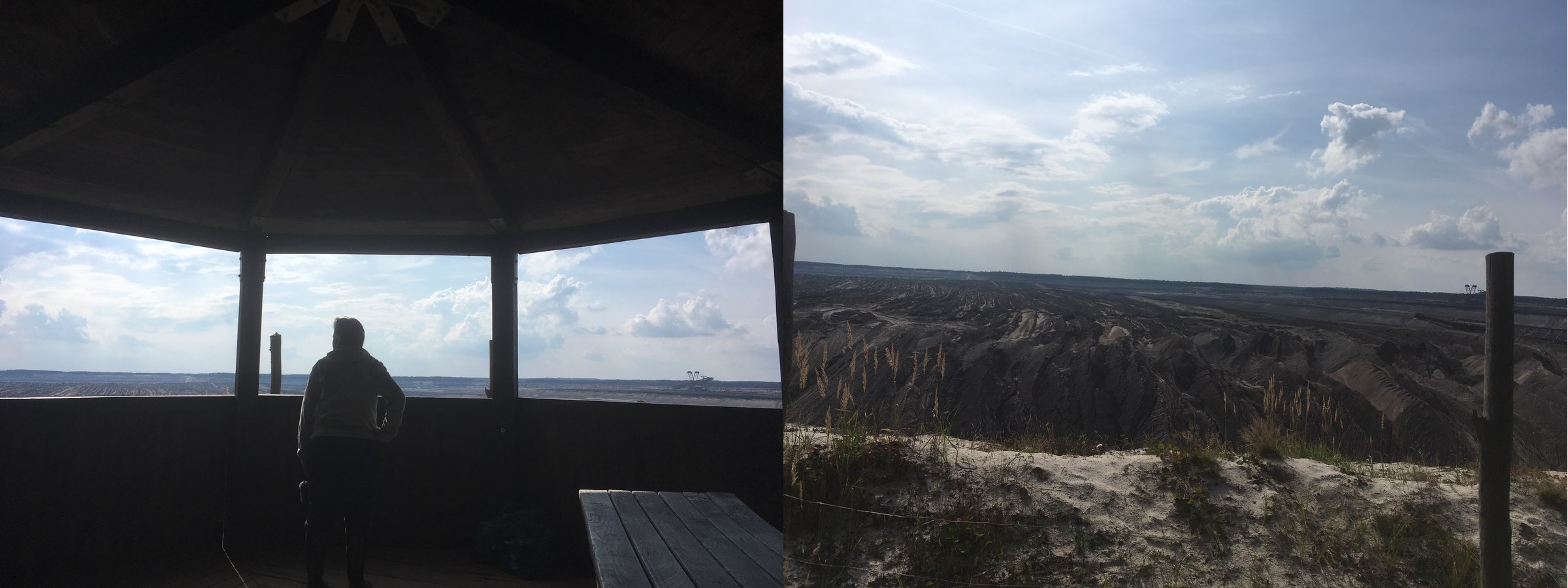 interior shot of a viewing building and the view out from it