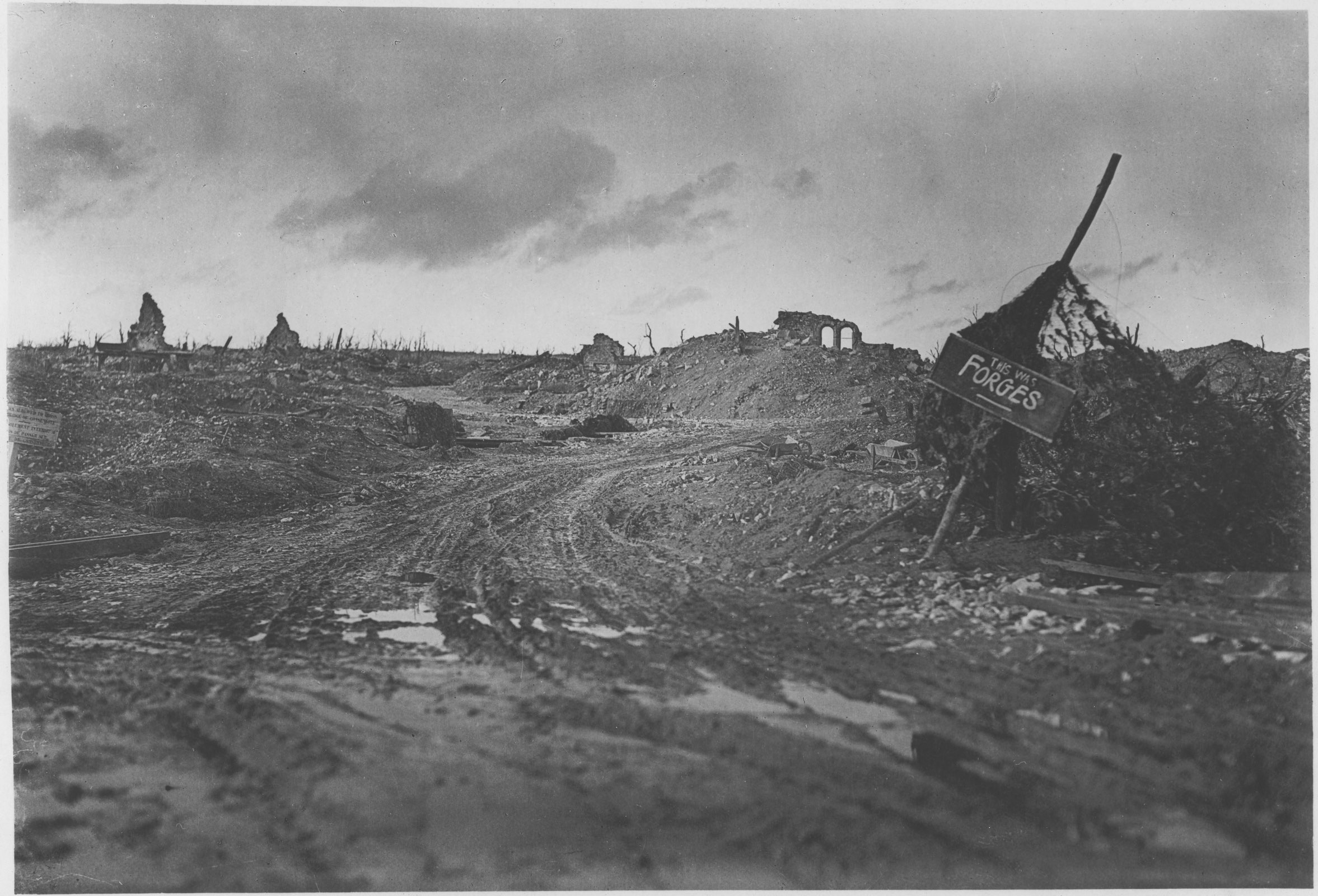 The remnants of a French town, destroyed in one of the last battles of the First World War